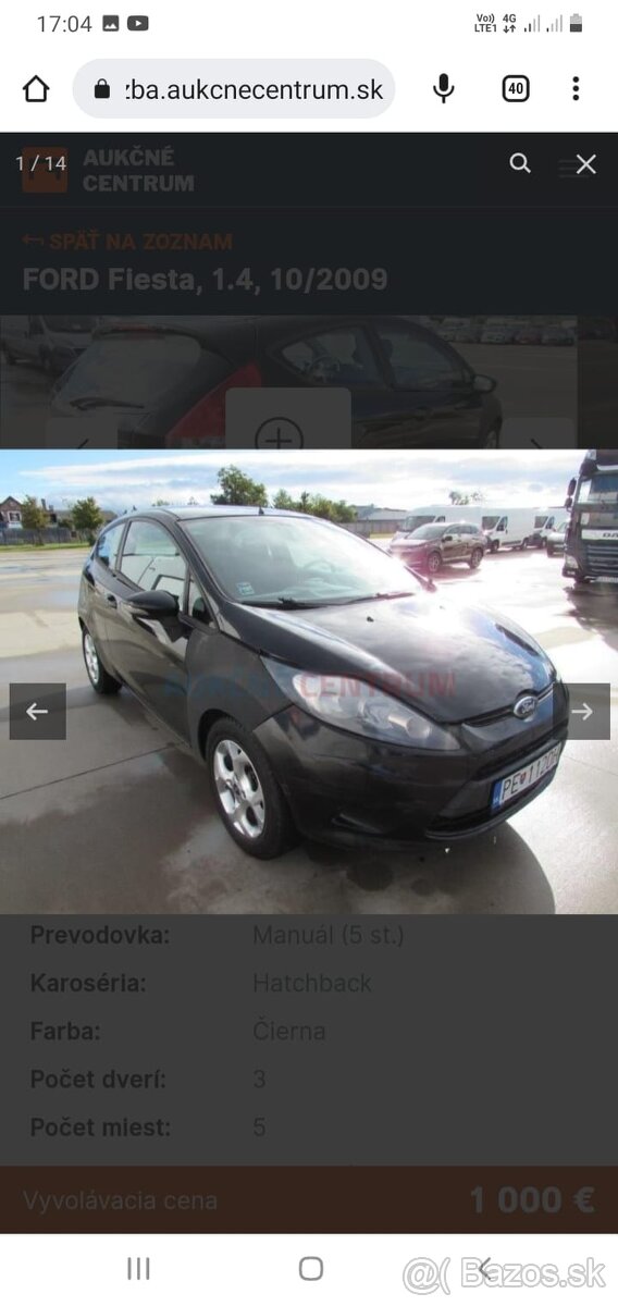 Ford Fiesta 1, 4tdci 50kw rok 2009 3dverovy