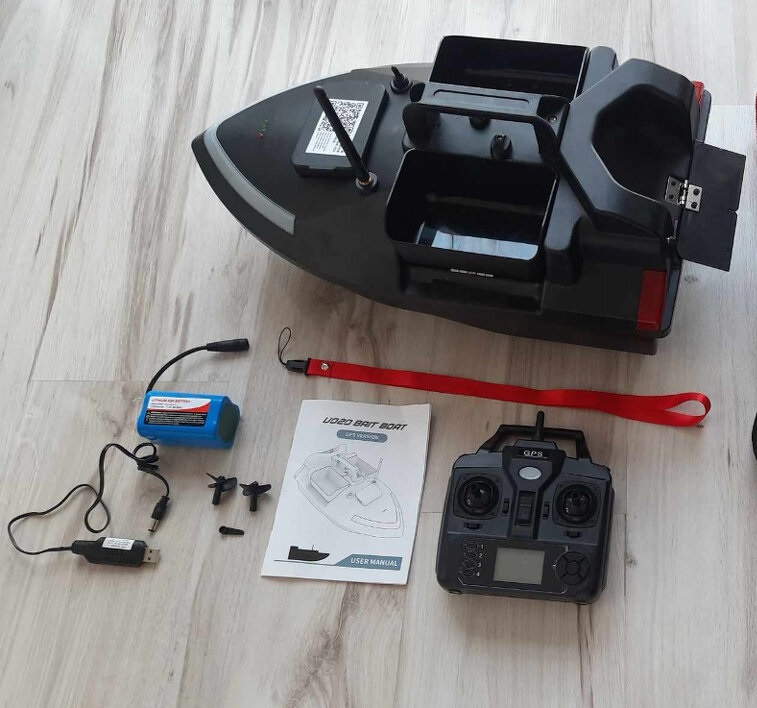 GPS zakrmovacia lodka - Zavazacia 12.000mAh 2Kg čierna ✅