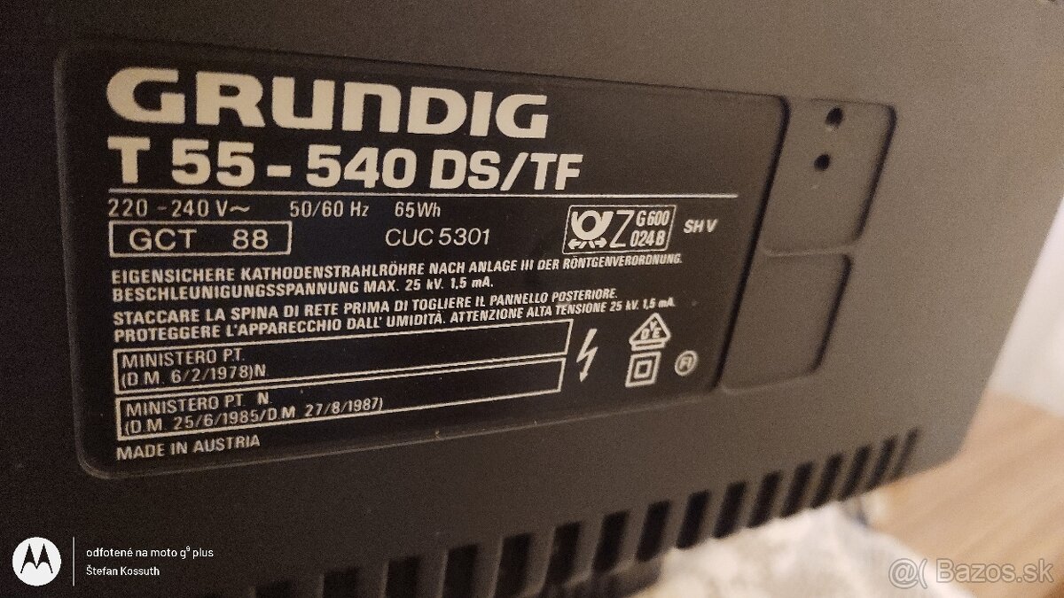 Predám TV prijímač Grundig T55 - 540 DS/TF, plne funkčný, ..