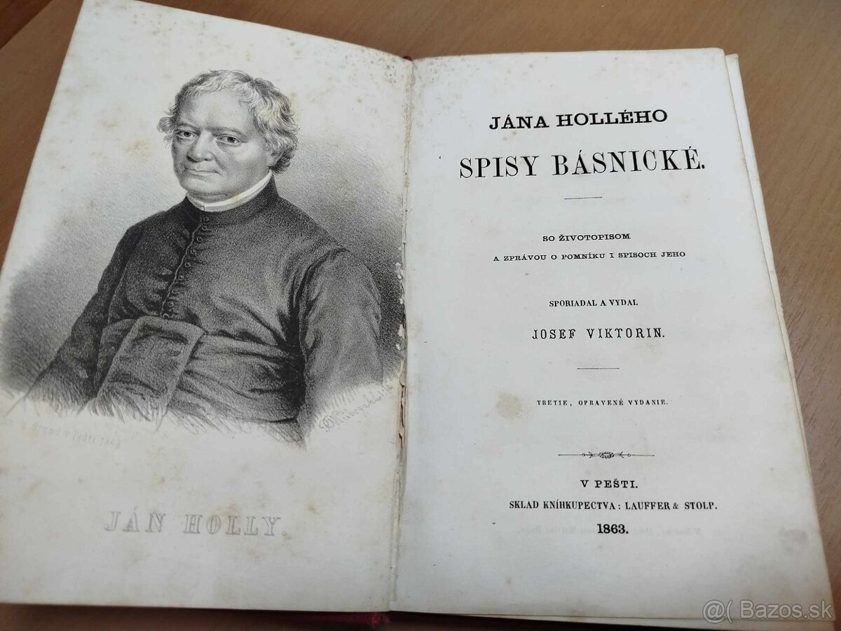 162ročná kniha--JÁN HOLLÝ--1863--SPISY BÁSNICKÉ--So životopi