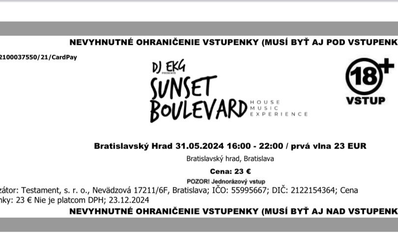 Vstupenky DJ EKG bratislavský hrad