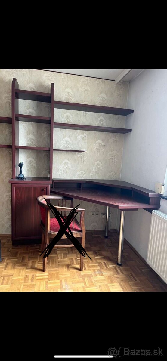 Písací rohový stôl, skrinka a police
