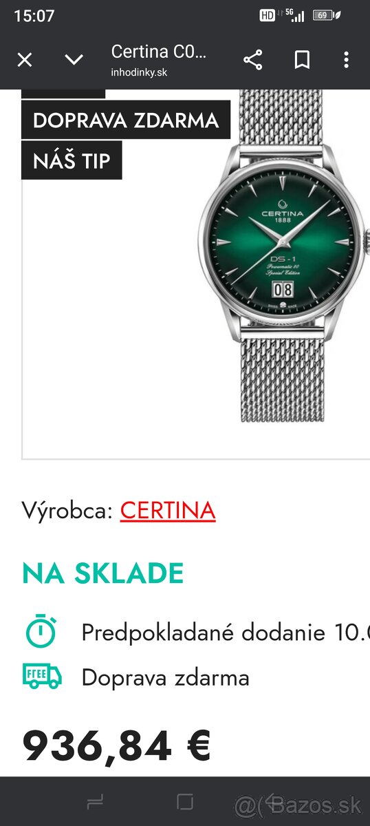 Hodinky Swiss made Certina