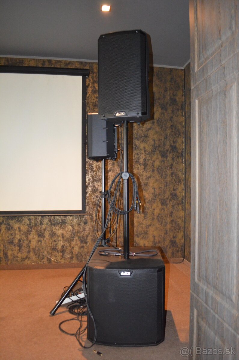Set 2x reprobox, 2x subwoofer, odposluch, zosilňovač, rack