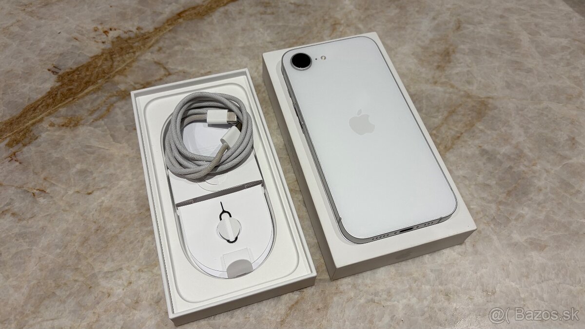 Predám iPhone 16e White 128 GB, 100% stav, v záruke