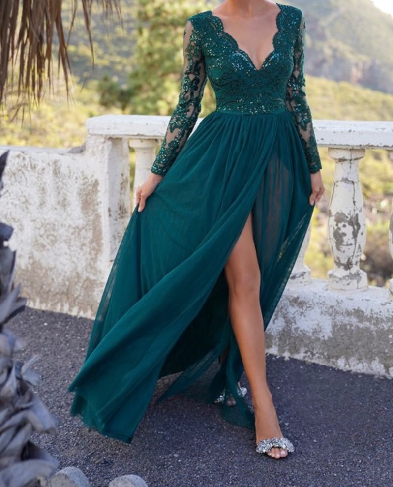 Zelené spoločenské šaty S