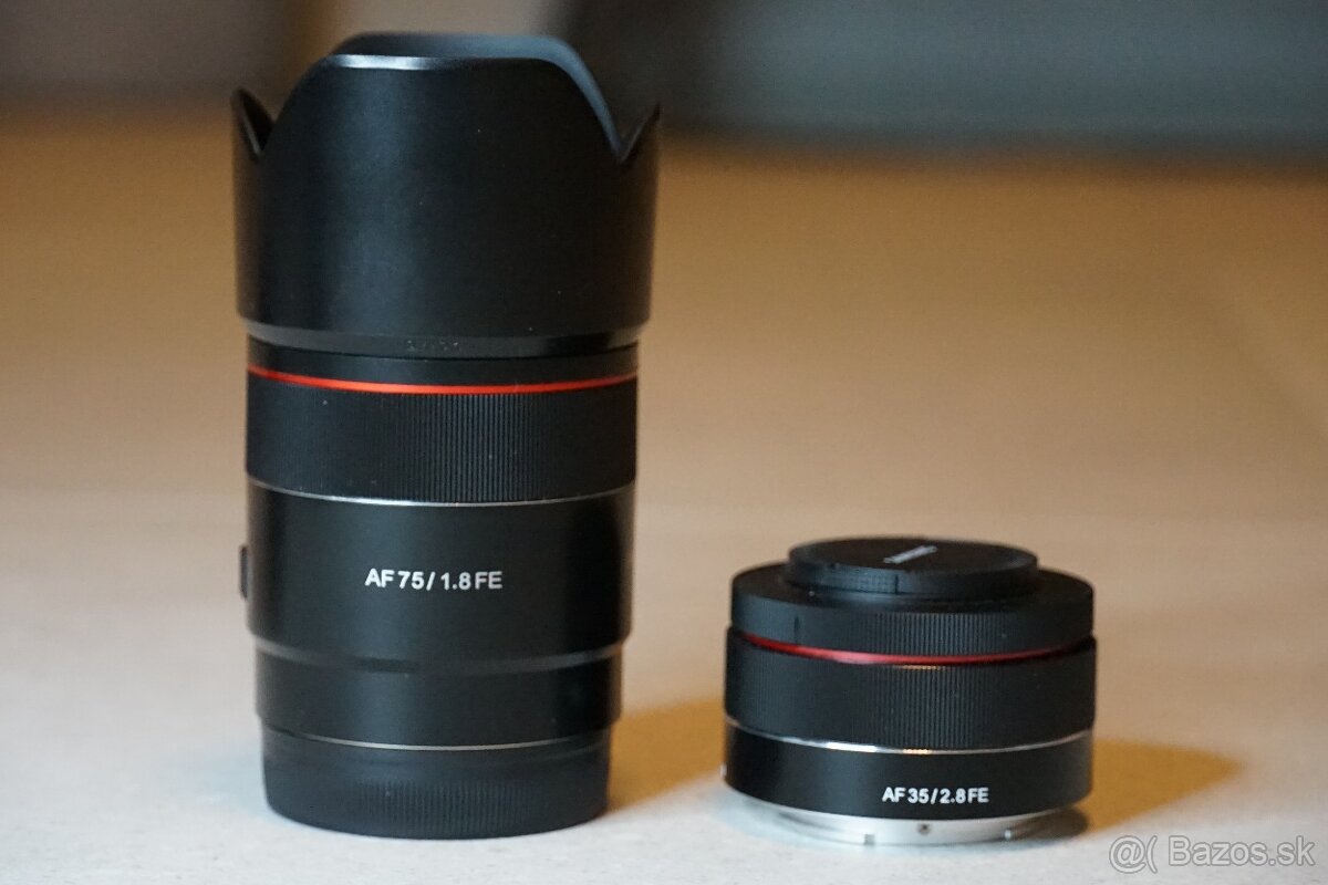Samyang AF 75 mm f/1.8 a Samyang AF 38 mm AF 35mm f/2.8 Sony