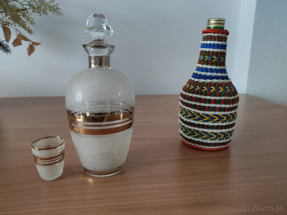 Poháre sklené, Fľaše, Keramika, Porcelán a sklo
