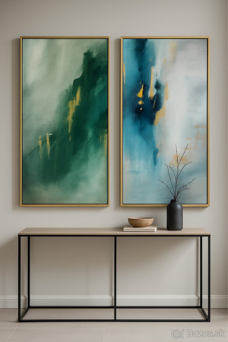 Ručne maľované dva obrazy zo série