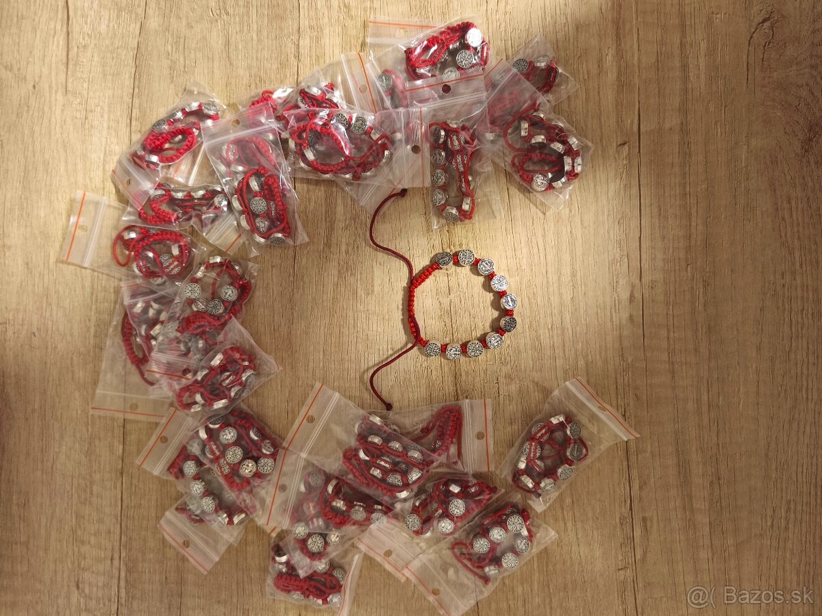 Náramok červený 10 medailí (benediktínske)