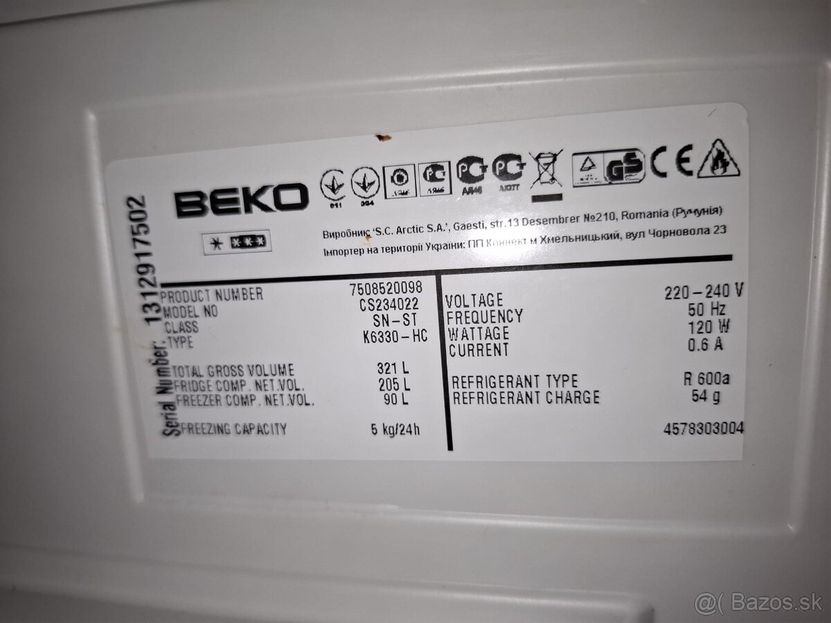 NEPOUŽÍVANÁ chladnička s mrazničkou