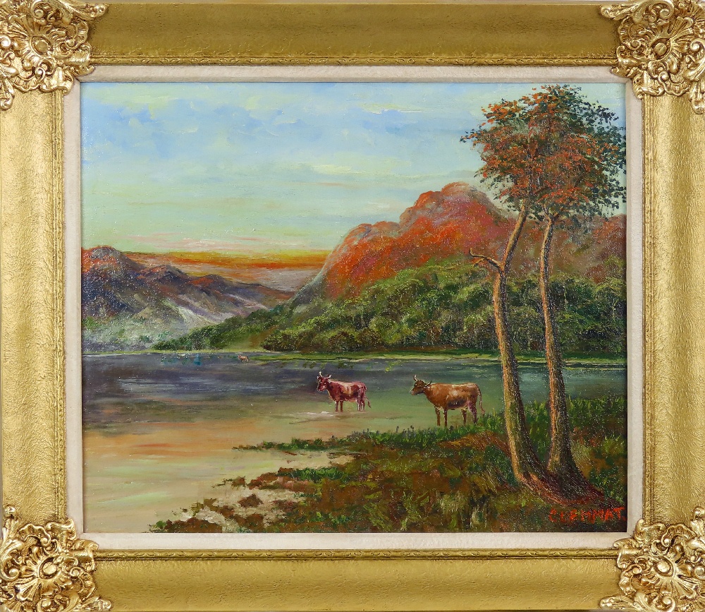 Clemmat - Na paši olej dobový pozlatený rám