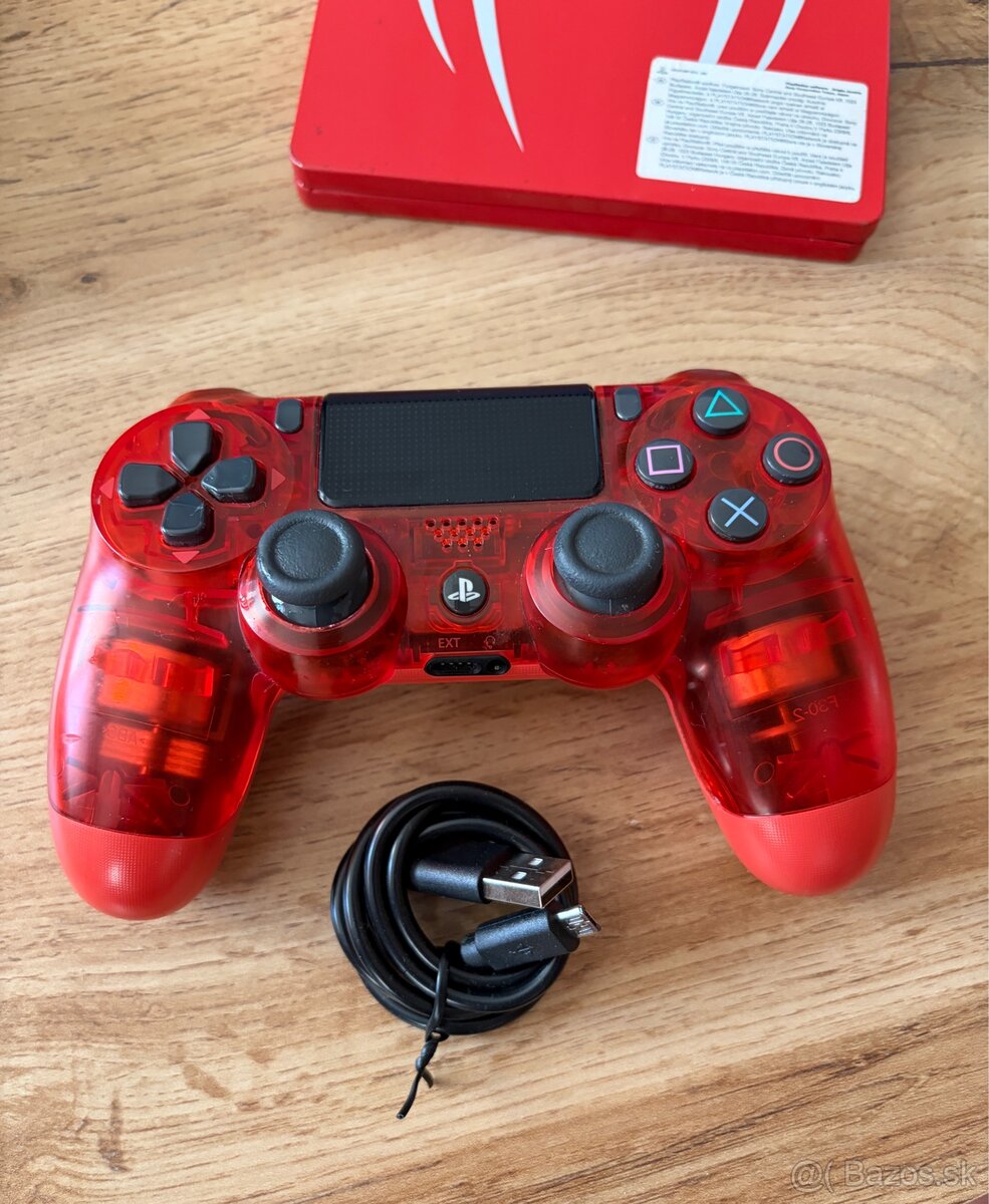 Ps4 dualshock - cerveny (crystal translucent)