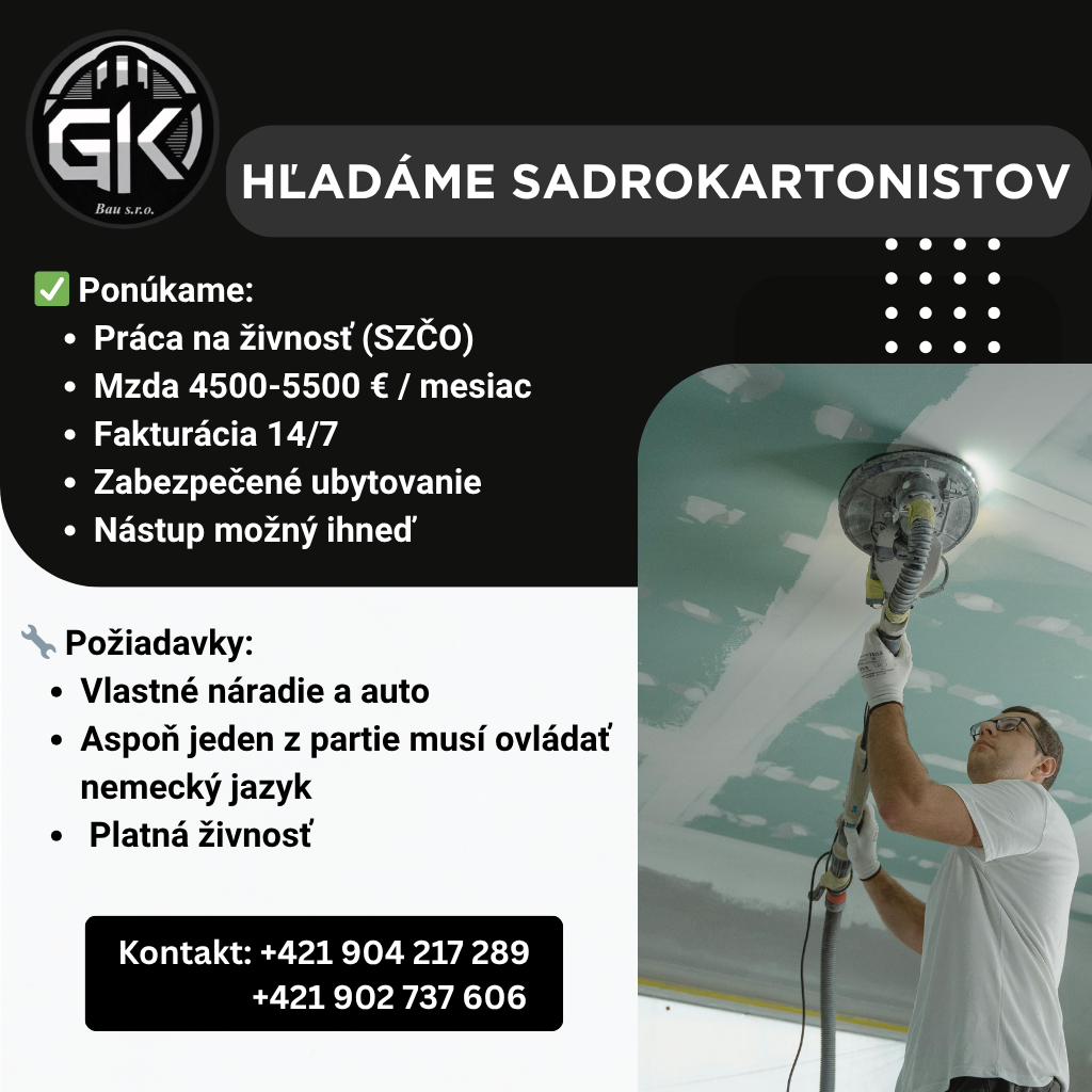 Ponuka práce pre sadrokartonistu