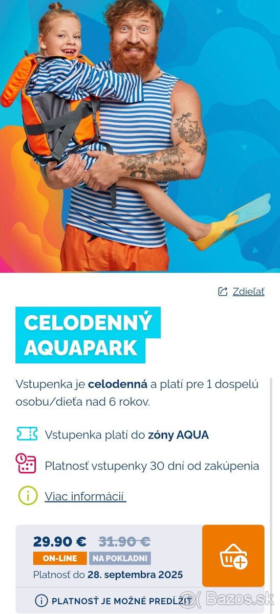 AQUAPARK SENEC_celodenné vstupenky - 4 ks/dospely