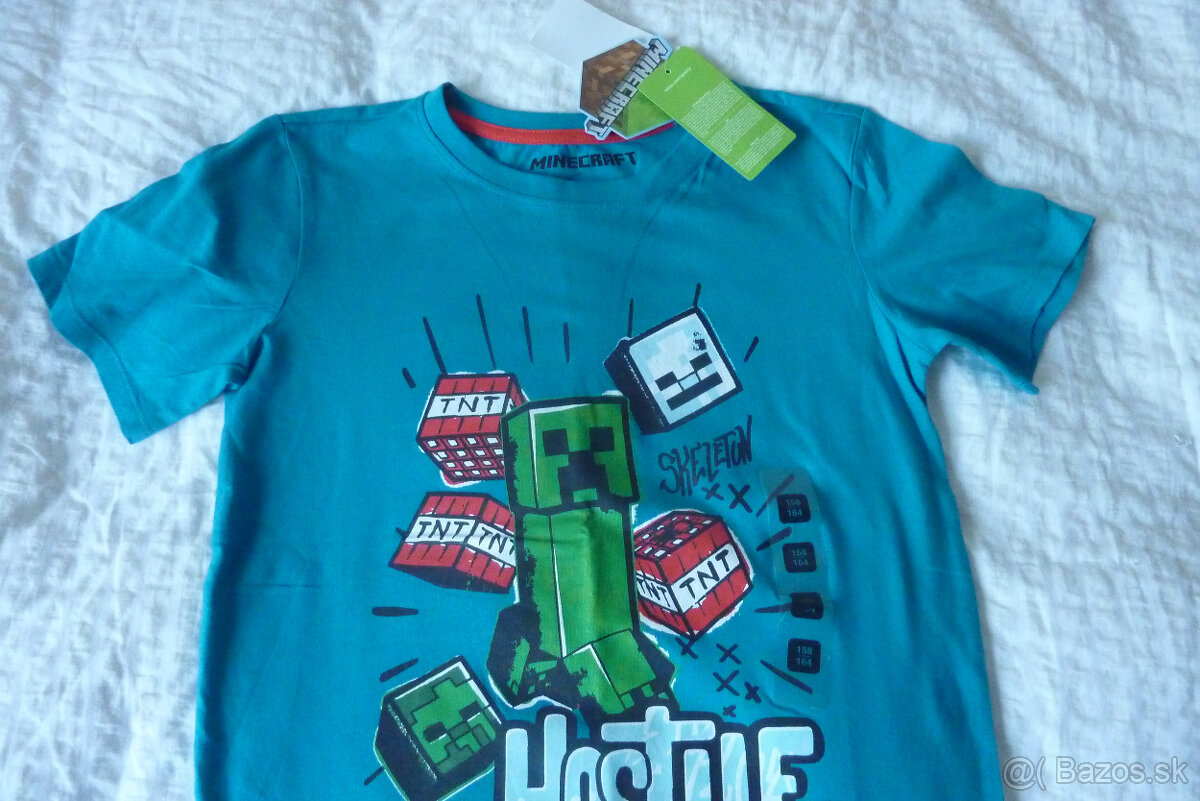 ÚPLNE NOVÉ S VISAČKOU- tričko MINECRAFT, 100% bavlna,146/152