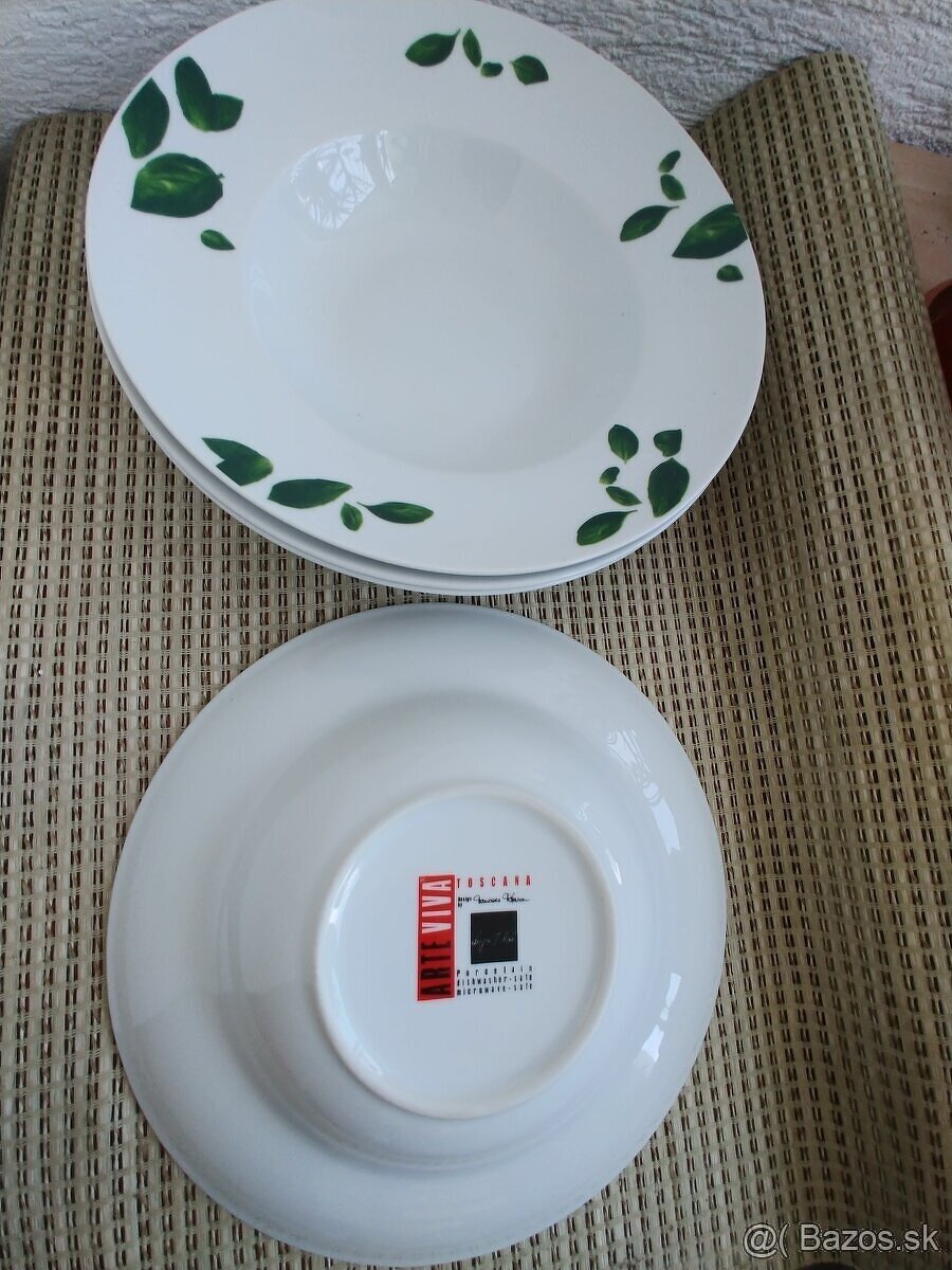 Hlboke taniere so sirokym okrajom, hotelovy porcelan