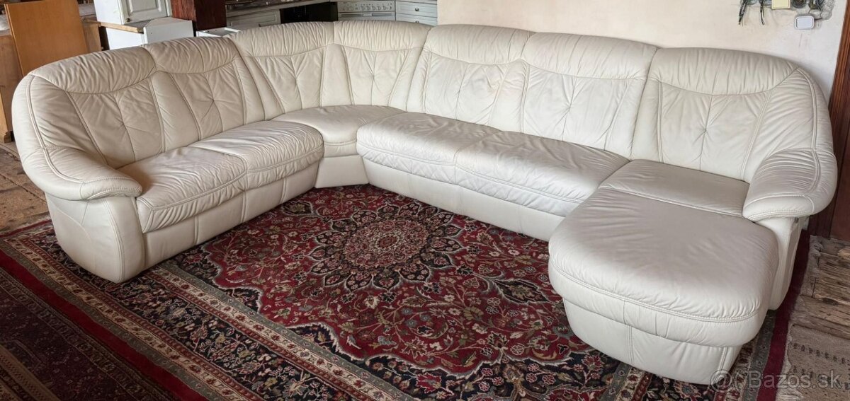 Světlá kožená sedačka do Účka, 4979