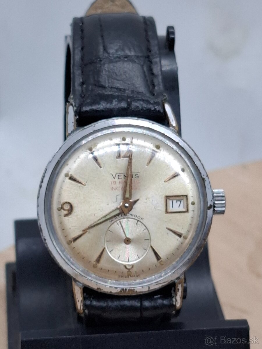 Predám funkčné Pánske náramkové hodinky VENUS 19 rubis SWISS