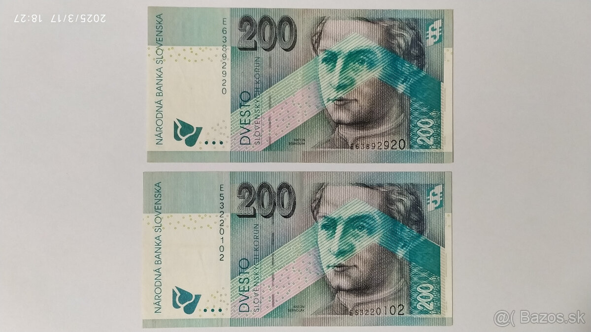 Bankovky 200Sk s. E 2002