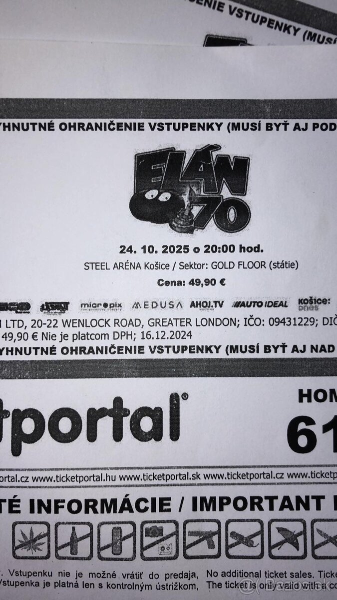 Vstupenka-Elan-Košice