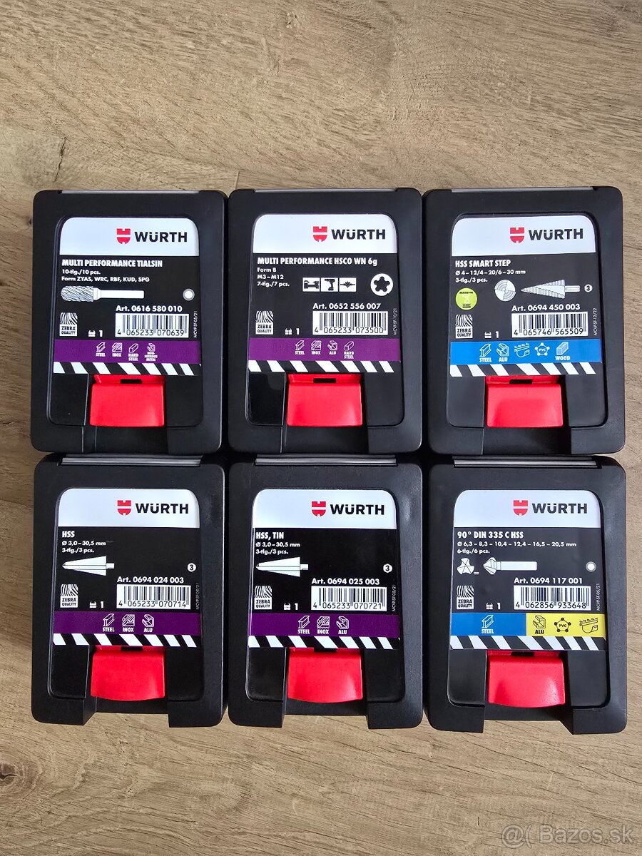 Wurth frézy závitové očká Stupňový vrták zahlbnik