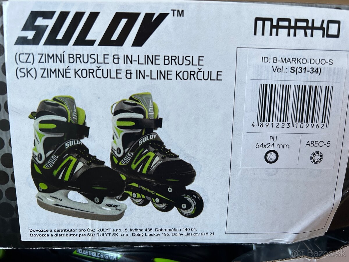 Detské zimné a in-line korčule 2 v 1 Sulov - čisto nové