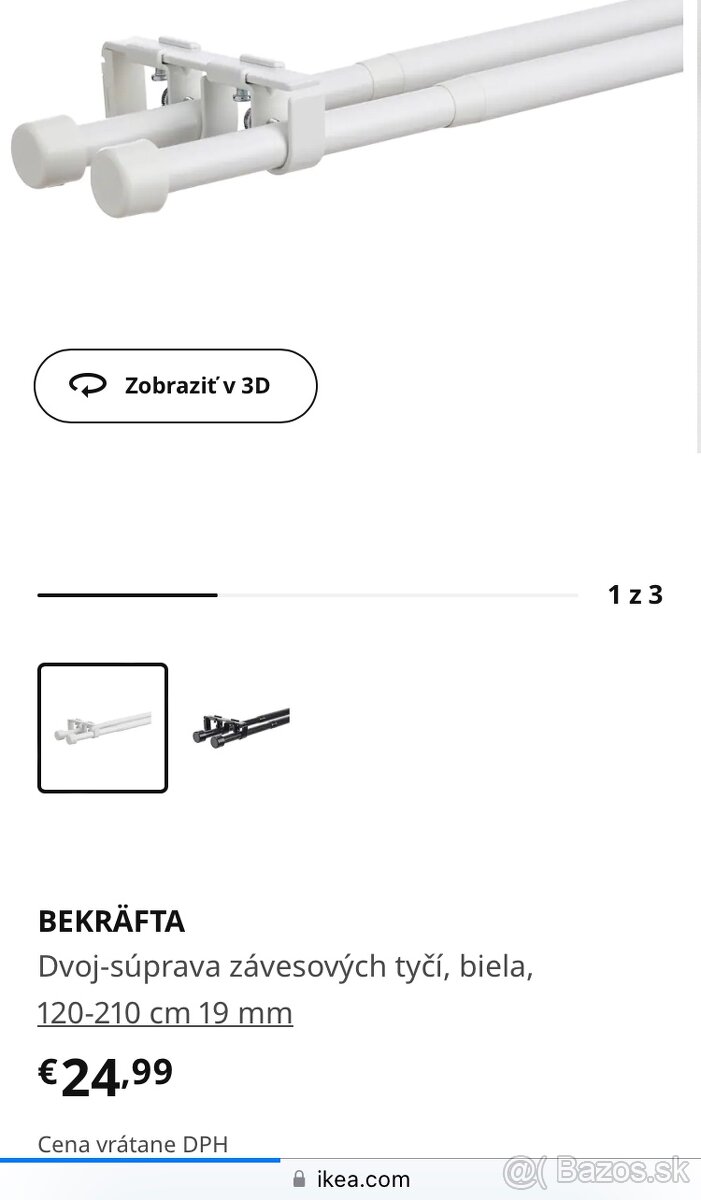 Závesová tyč BEKRAFTA IKEA BIELA