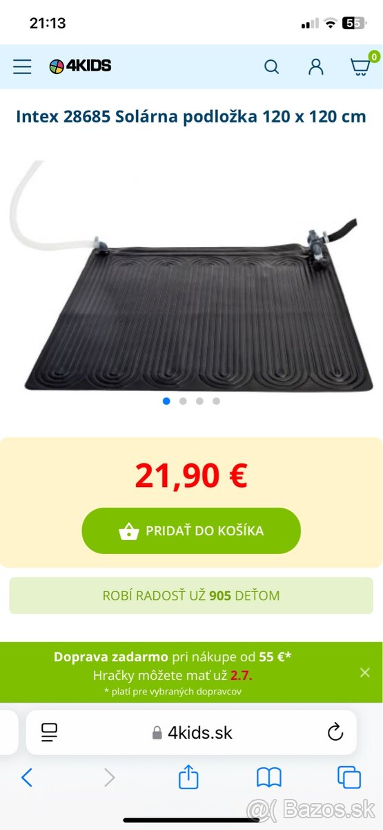 Solarny ohrev bazena