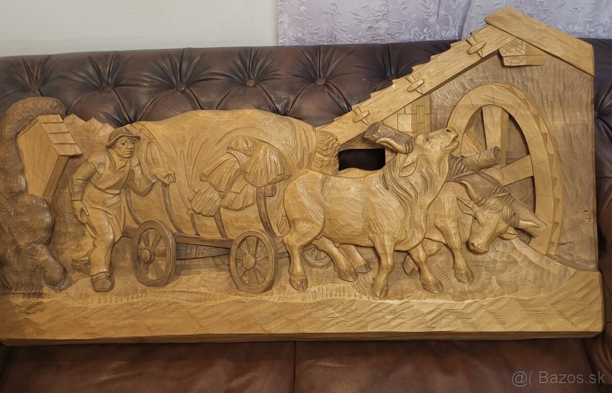 Dreveny obraz vyrezavany