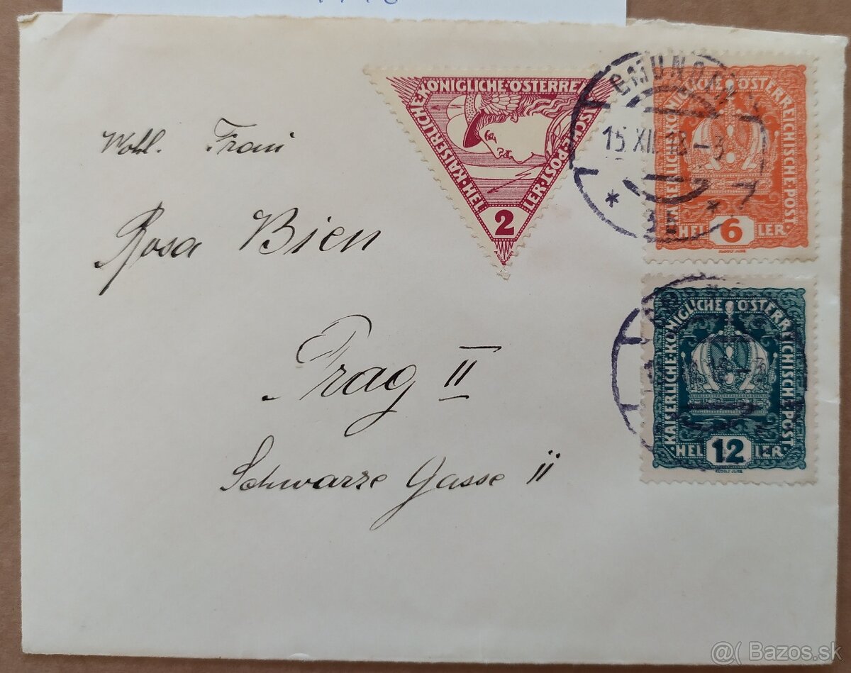 Rakusko, dopis do Prahy 1918.