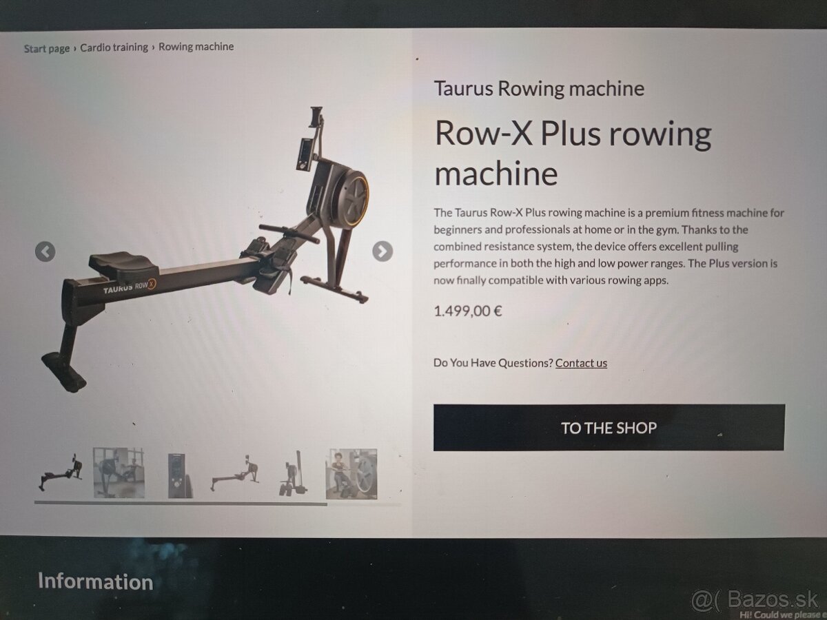 Veslovací trenažér taurus row x novy stal 1490 euro