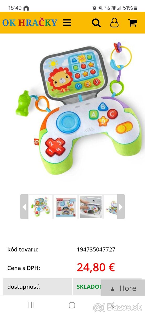 Vankúš na polohovanie na brušku Fisher Price