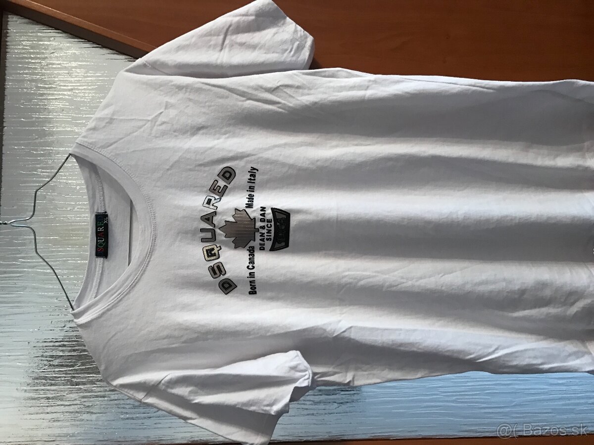 DSQUARED white pánske tricko XL made in italy