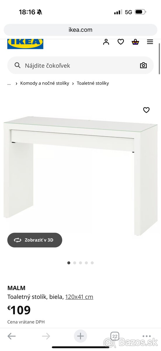 Kozmetický stolík IKEA Malm