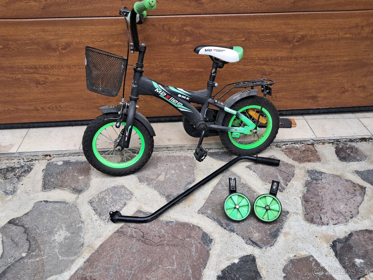 Detský bicykel Mexller BMX s vodiacou tyčou čiernozelený 12