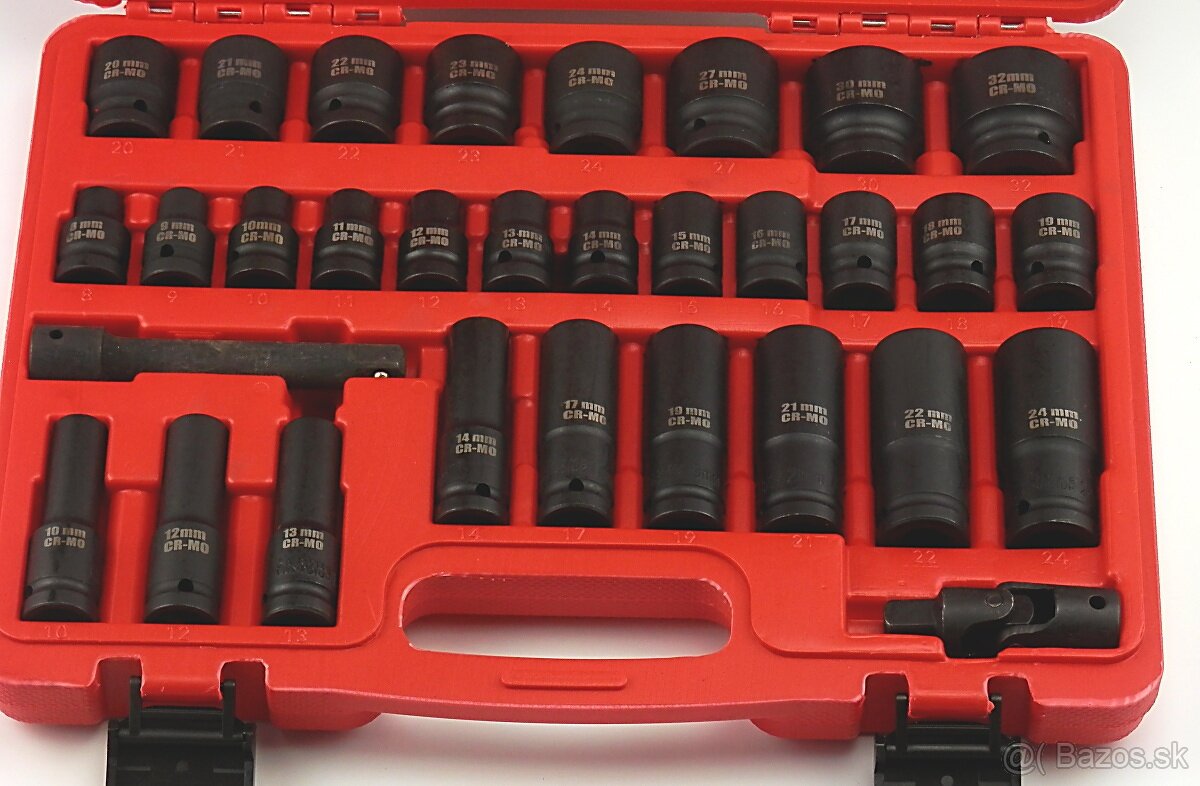 Sada nástrčných hlavíc pre račne a rázové uťahovače 32 ks