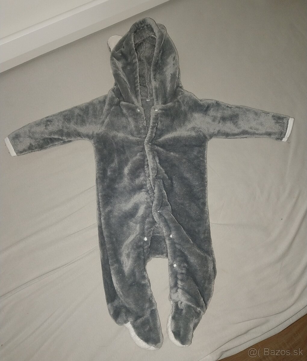 Plyšový jemný detský overal