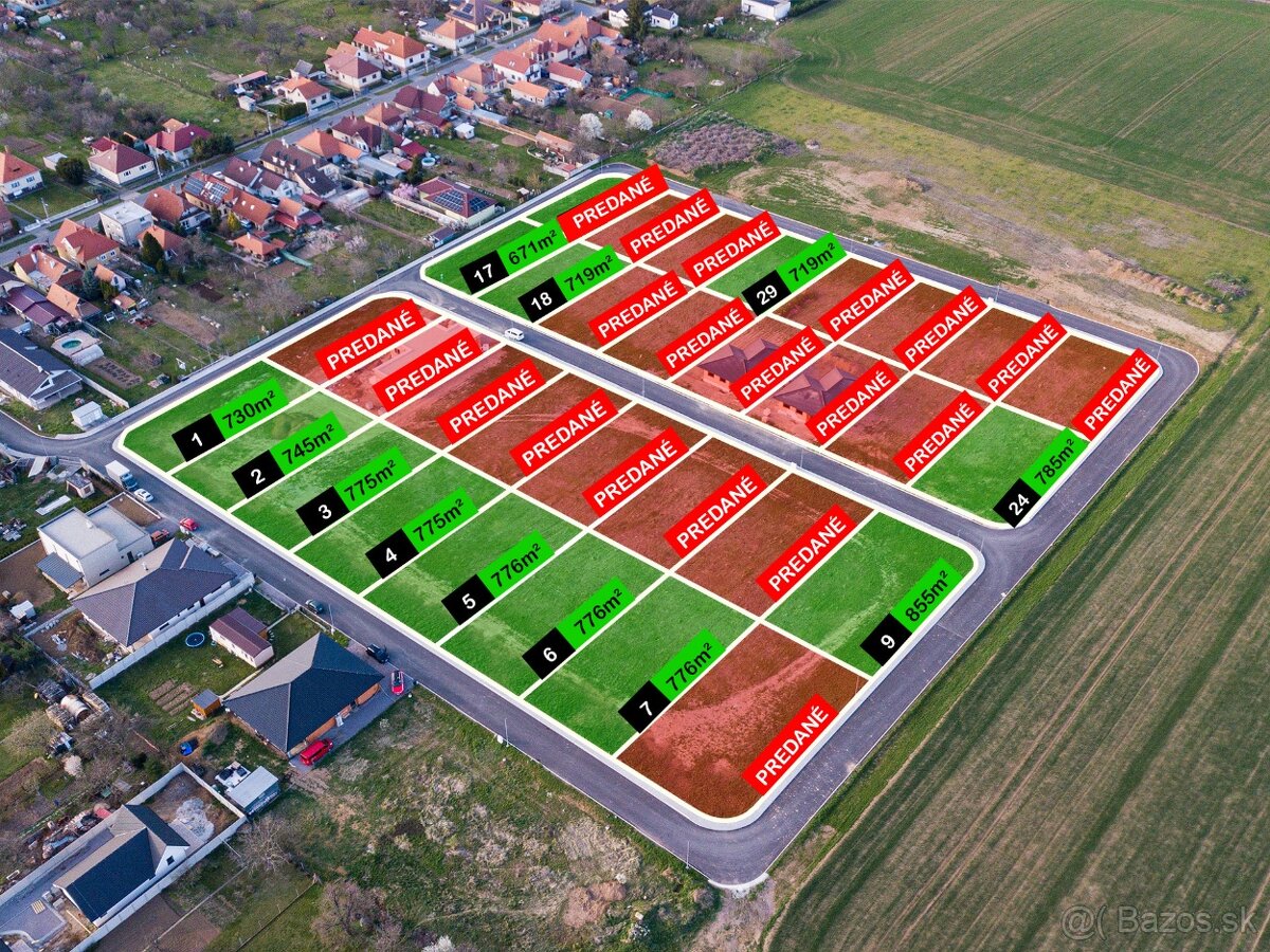 PREDAJ - STAVEBNÉ POZEMKY SO VŠETKÝMI IS - ZLATÉ MORAVCE