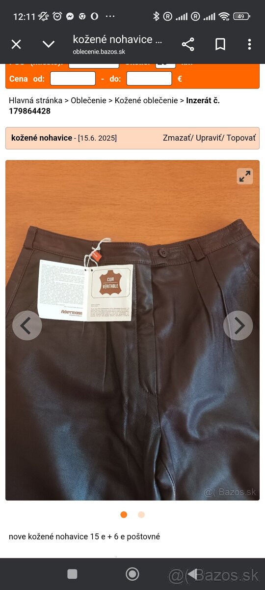 kožené nohavice