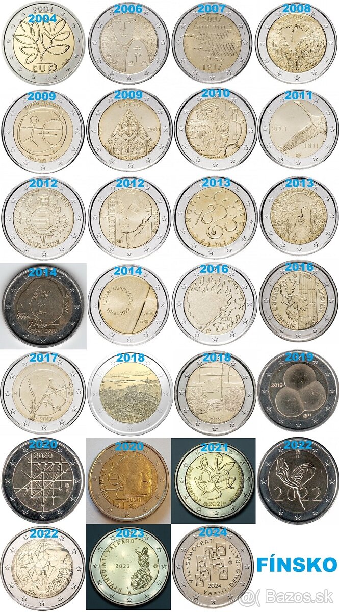 Euromince - pamatne dvojeurove mince z obehu