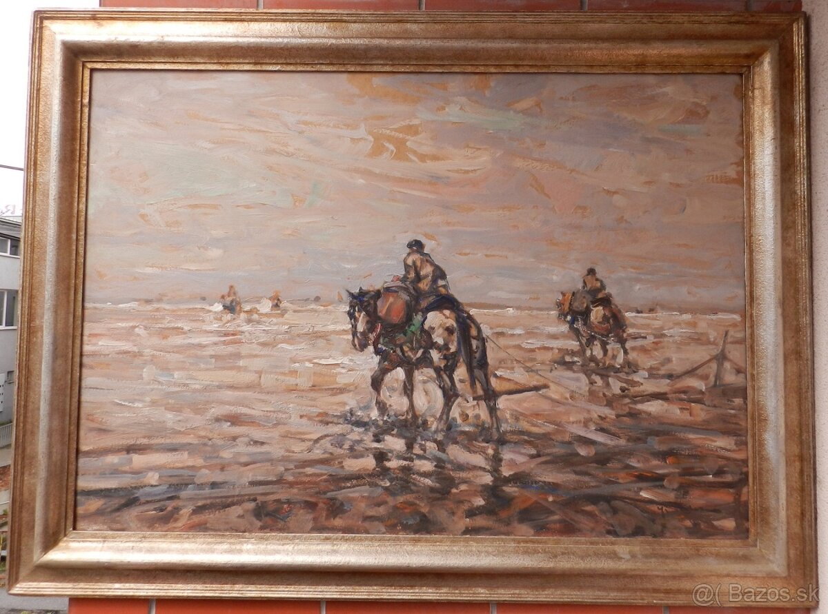 Július Seyler (1873-1955)-Zber krabov pomocou koní