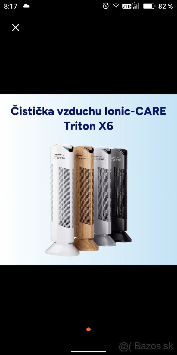 Predám plne funkčnú, čističku vzduchu IONIC-CARE Triton X6.