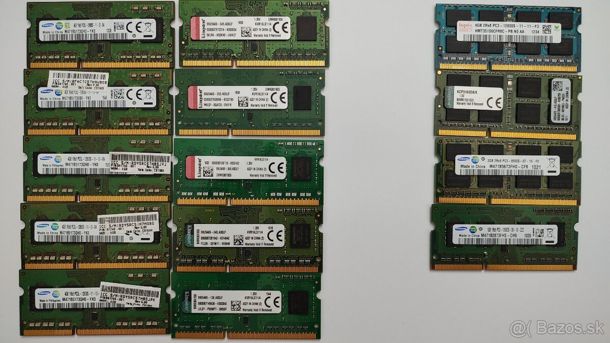 Predám DDR3 RAM do notebookov (SO-DIMM), rôzne modely.