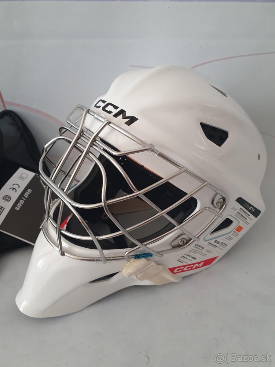 Brankarska maska poloprofi model CCM F9-biela L