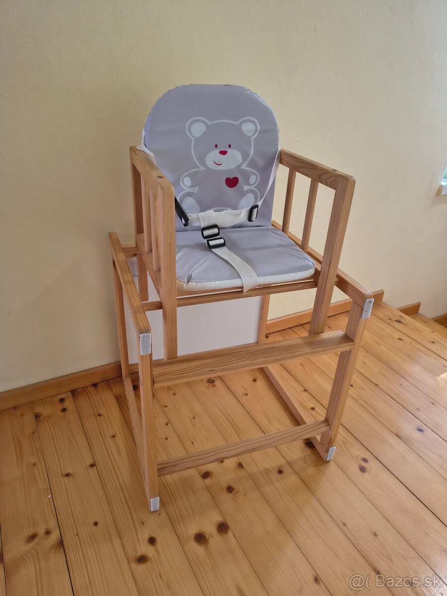 Jedálenska stolička drevená, stolík+stolicka