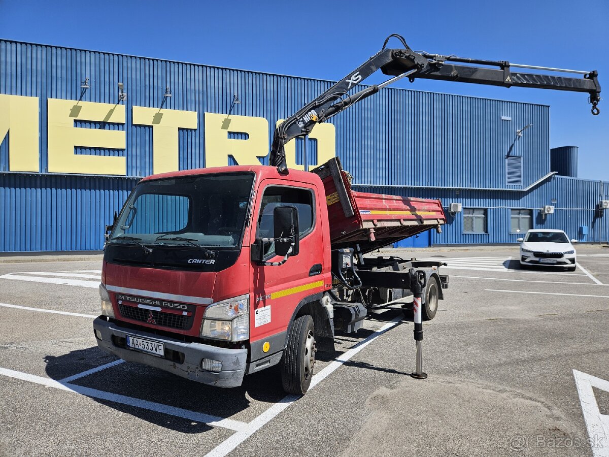 Mitsubishi Fuso Canter 3 stranny sklápač s HR Hiab