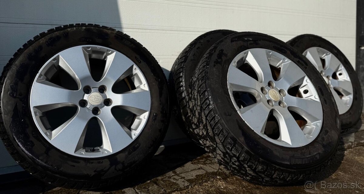 Subaru elektróny, 5x100, ET48, 225/60 R17 zimné, 8mm dezén