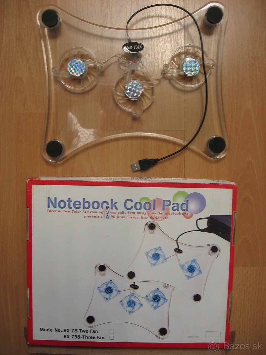 Chladič pod notebook Cool pad s 3 ventilátormi (viď foto):