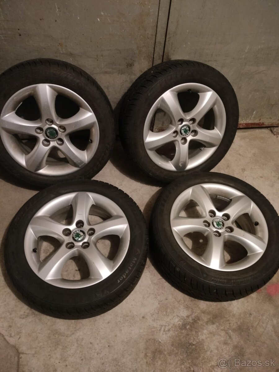 4ks alu disky orig. Škoda 5x100 r15 pneu 195/50 r15 7mm